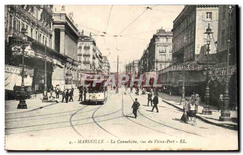Marseille - La Cannebiere - Vue du Vieux Port - CPA 