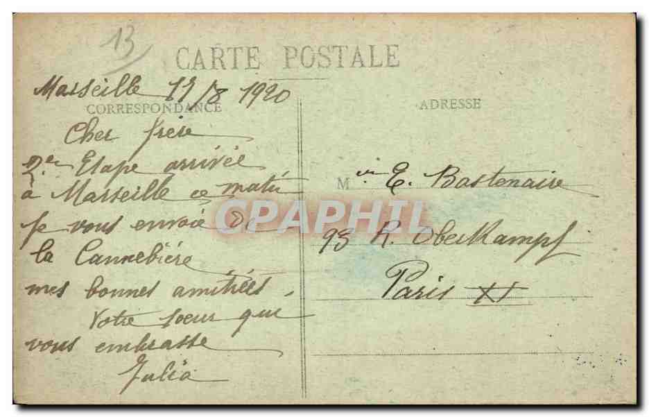 Marseille - Cannébière - Vue du Vieux Port — E. L. éditeur, n° 145 — Verso