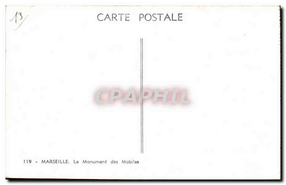 Marseille - Le Monument des Mobiles - CPA  — Verso