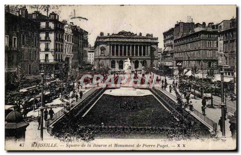 Marseille - Square de la Bourse - Monument de Pierre Puget - CPA 
