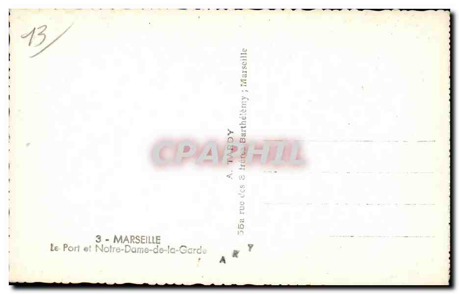 Marseille - Le Port - Notre Dame de la Garde - CPA  — Verso