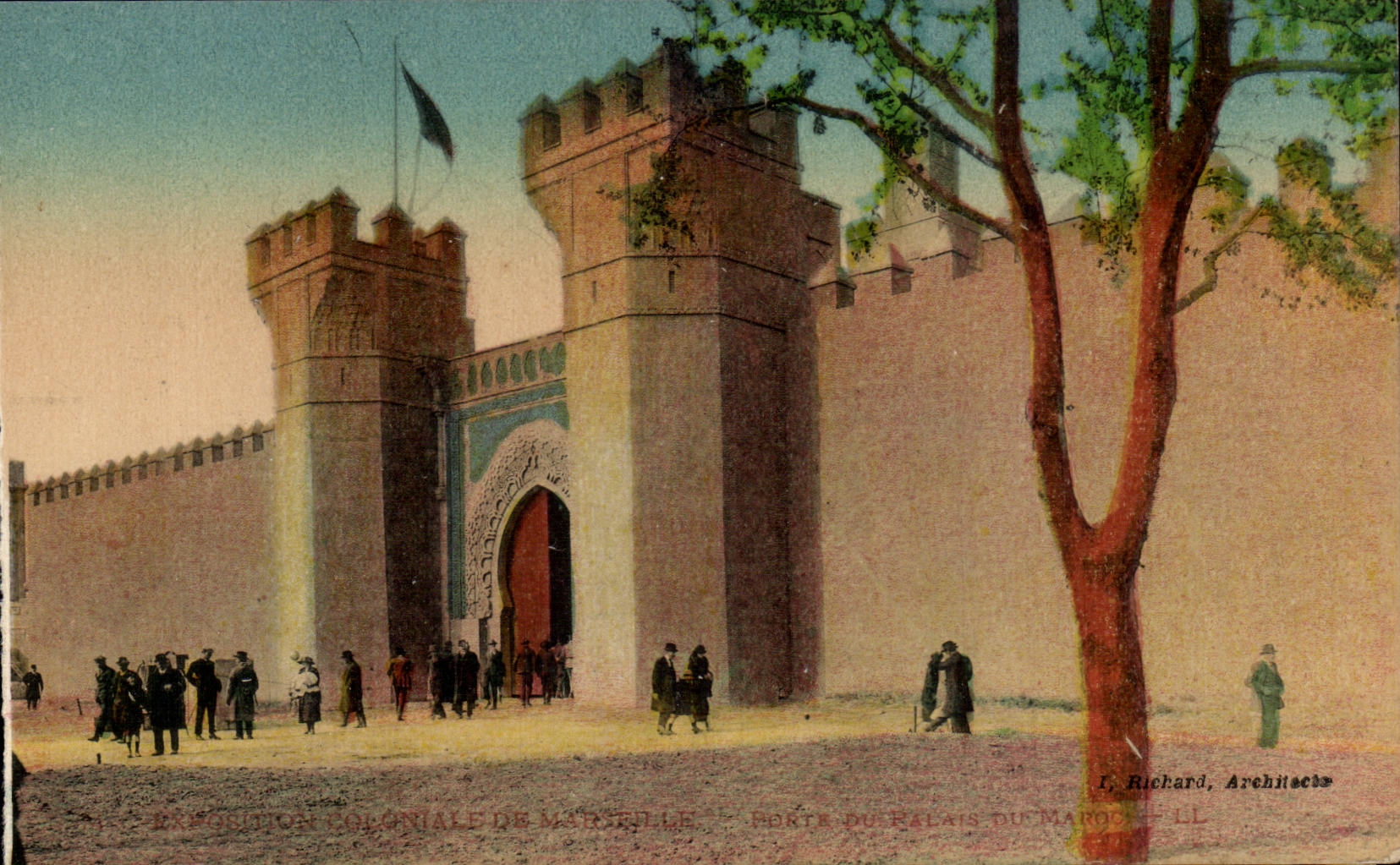Marseille - Exposition Coloniale Porte du palais du Maroc - CPA 