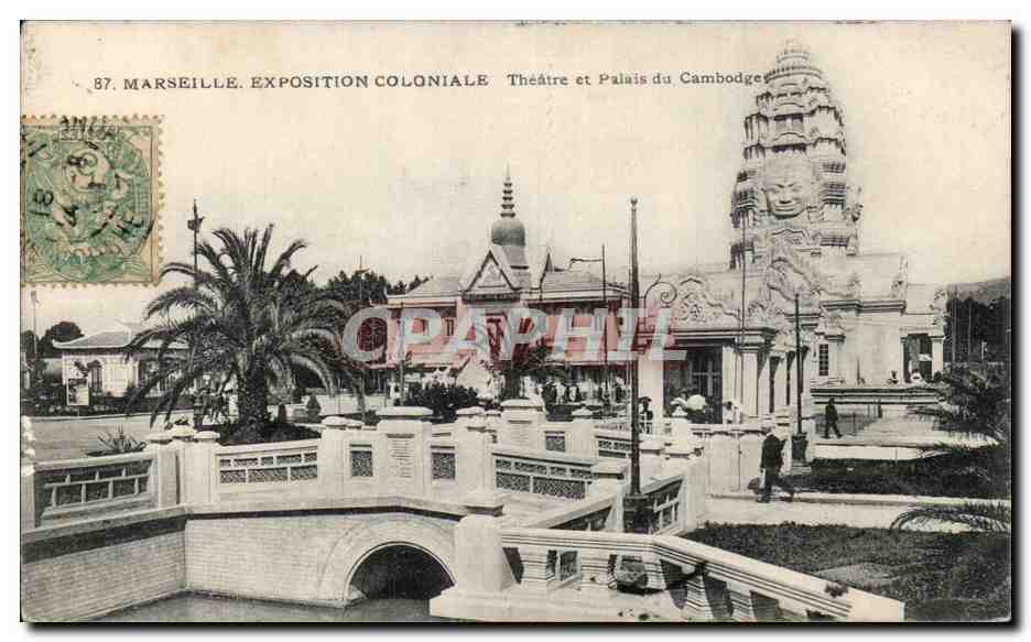 Marseille - Exposition Coloniale - Theatre et Palais du Cambodge - CPA 