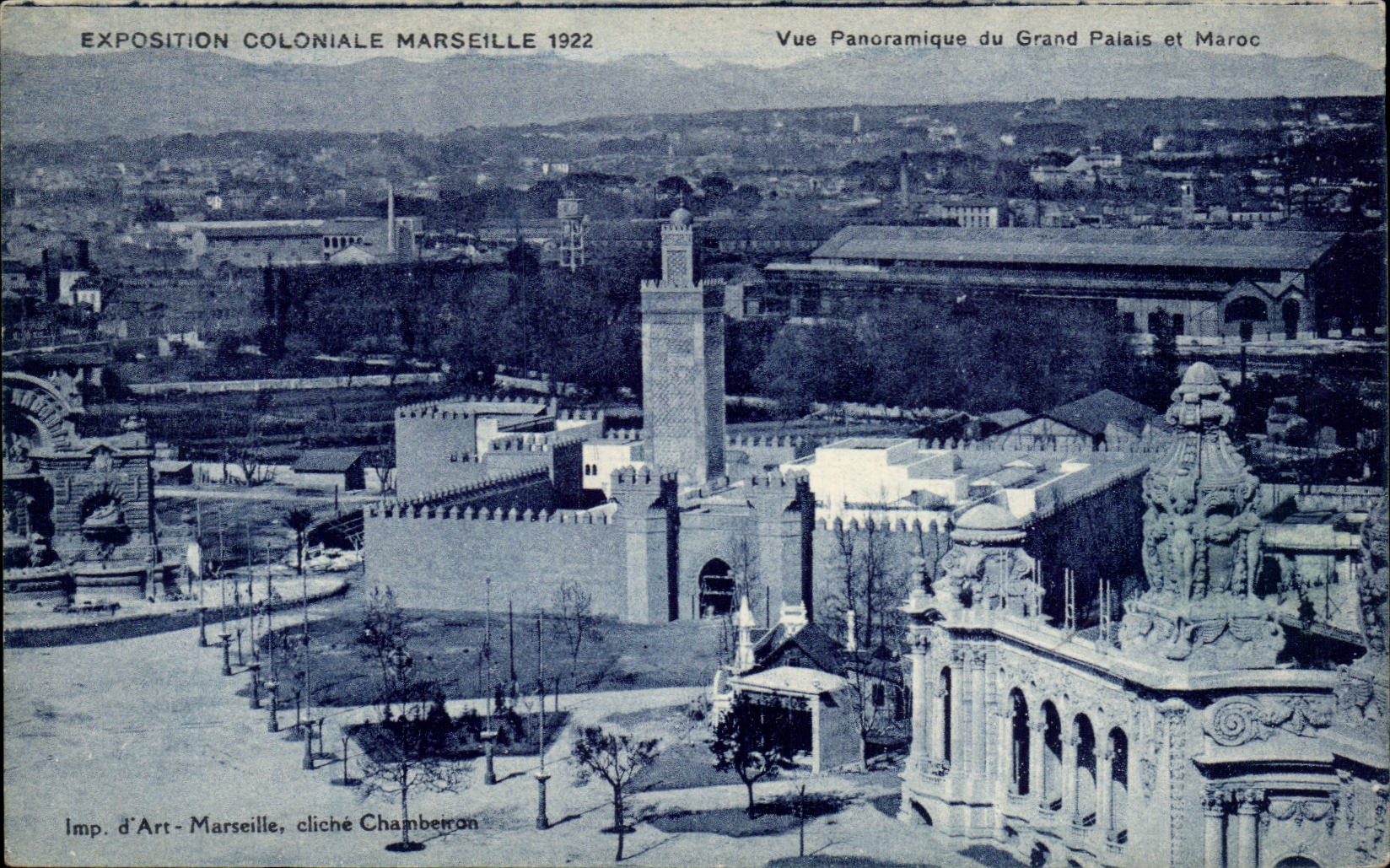 Marseille - Exposition Coloniale 1922 - Vue Panoramique du Grand Palais et Maroc - CPA 