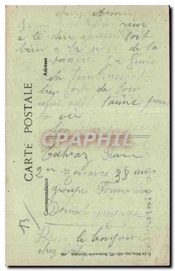 Marseille - Un Baiser - Souvenir - CPA  — Verso