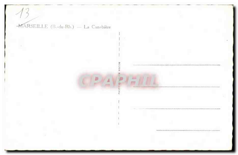 Marseille - La Canebiere - CPA  — Rückseite