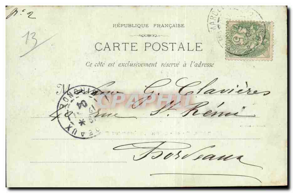 Marseille - Le Pharo - Institut Pasteur - CPA  — Verso