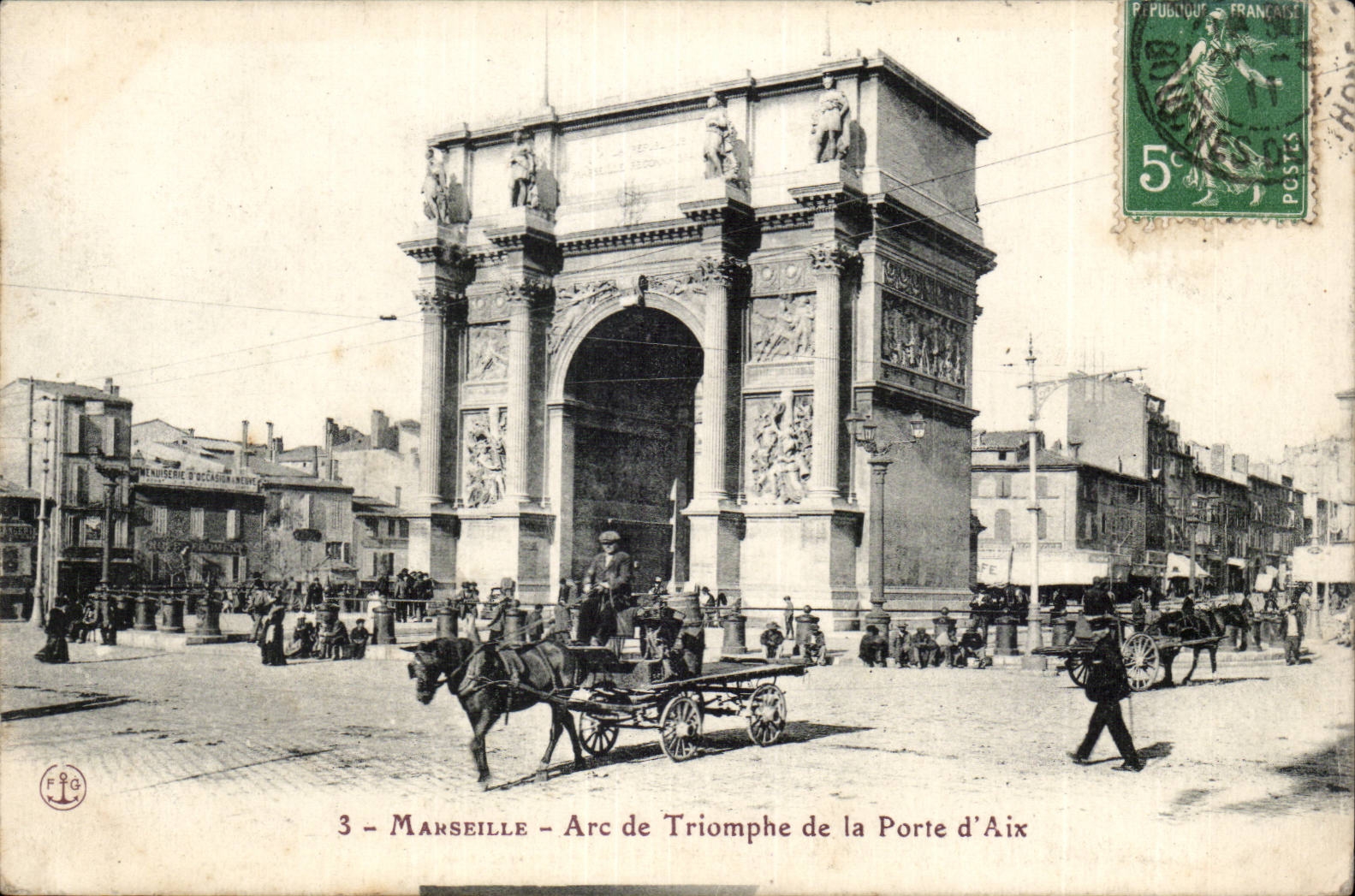 Marseille - Porte d'Aix - L'arc de Triomphe - CPA 