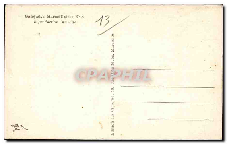 Marseille — Pêcheur et curieux — Edition Galejades Marsellaises N° 6 — Verso