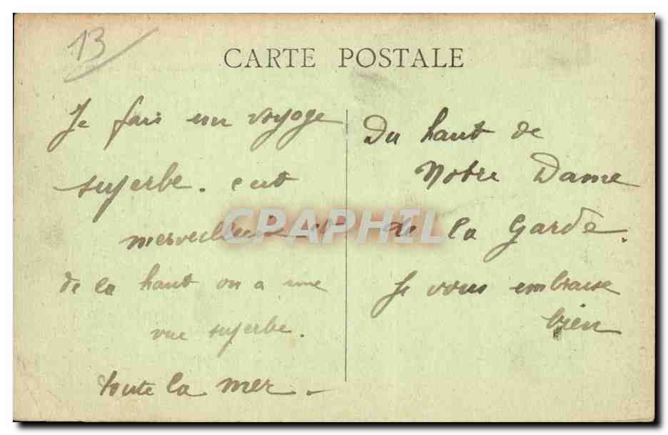 Marseille - Fontaine Cantini - Notre Dame de la Garde - CPA  — Rückseite