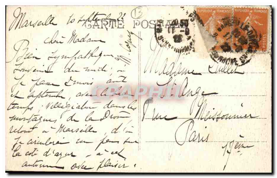 Marseille - Exposition Coloniale 1922 - Palais du Ministere des Colonies - CPA  — Verso