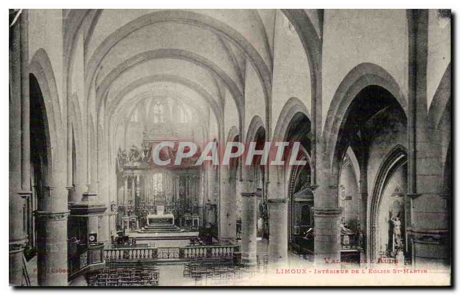 Environs de Limoux - Interieur de l'Eglise St Martin - CPA 