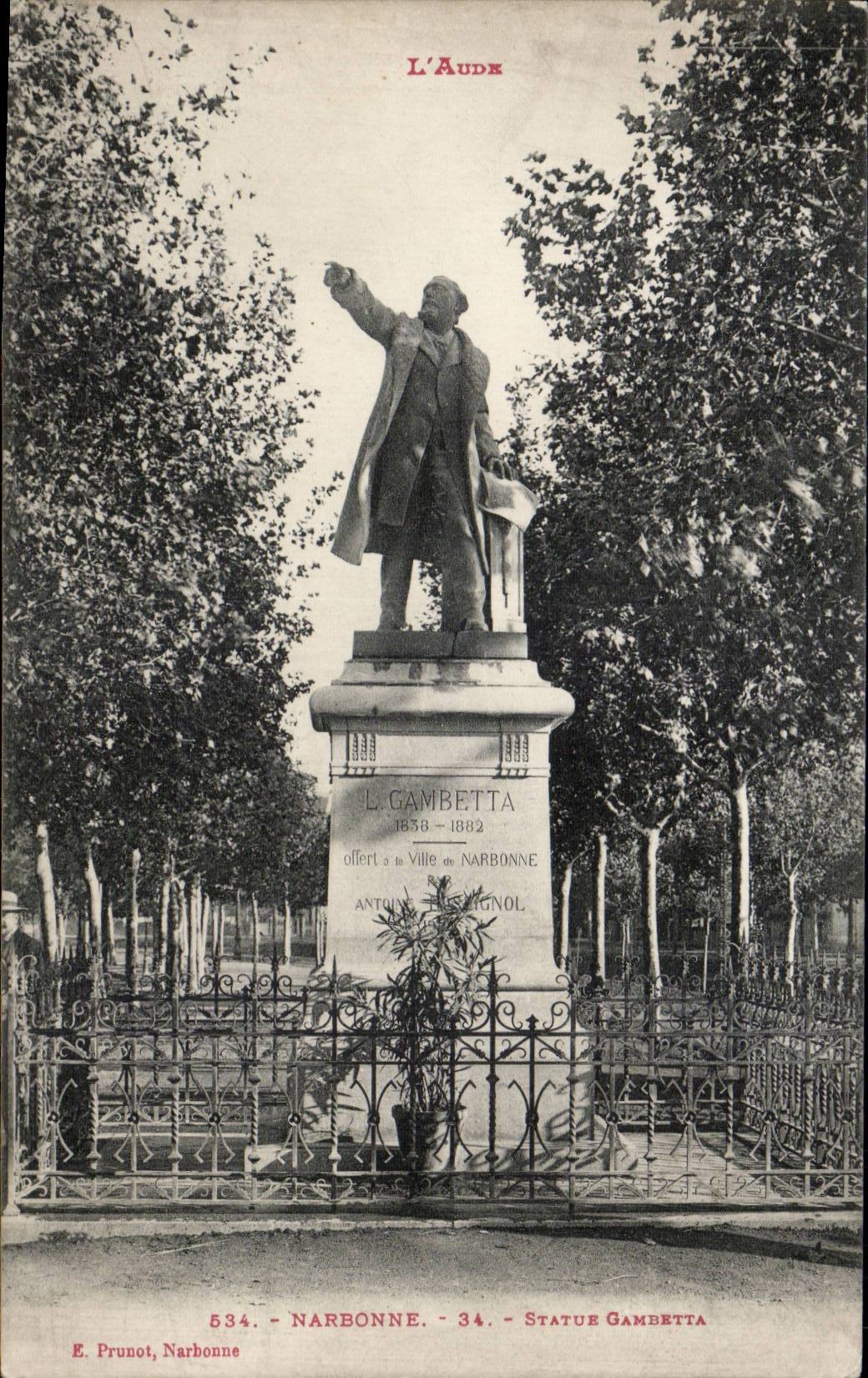 Narbonne - Statue Gambetta - CPA 