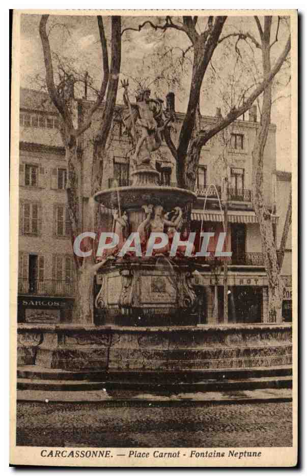 Carcassone - Place Carnot - Fontaine Neptune - CPA 