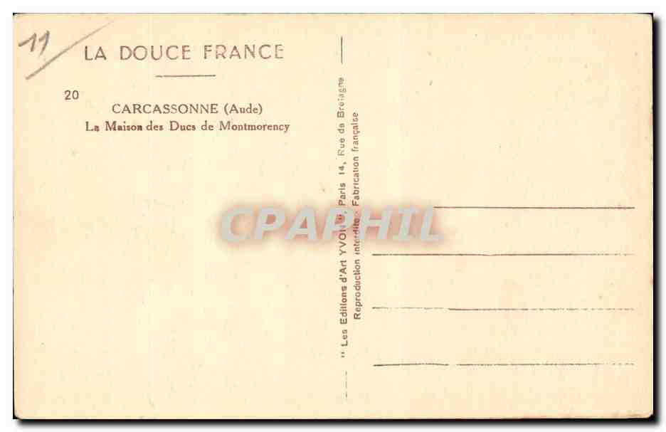 Carcassonne - La Maison des Ducs de Montmorency Epicerie - Yvon - - CPA  — Rückseite