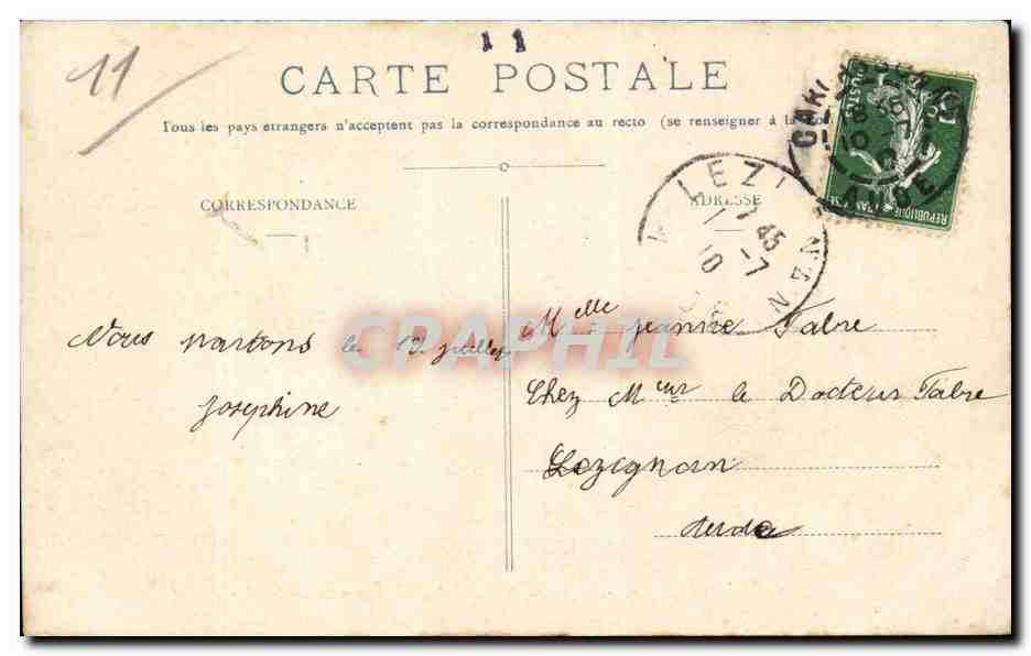 Carcassonne - Le Jardin des Plantes Monument Omer Sarraut - CPA  — Rückseite