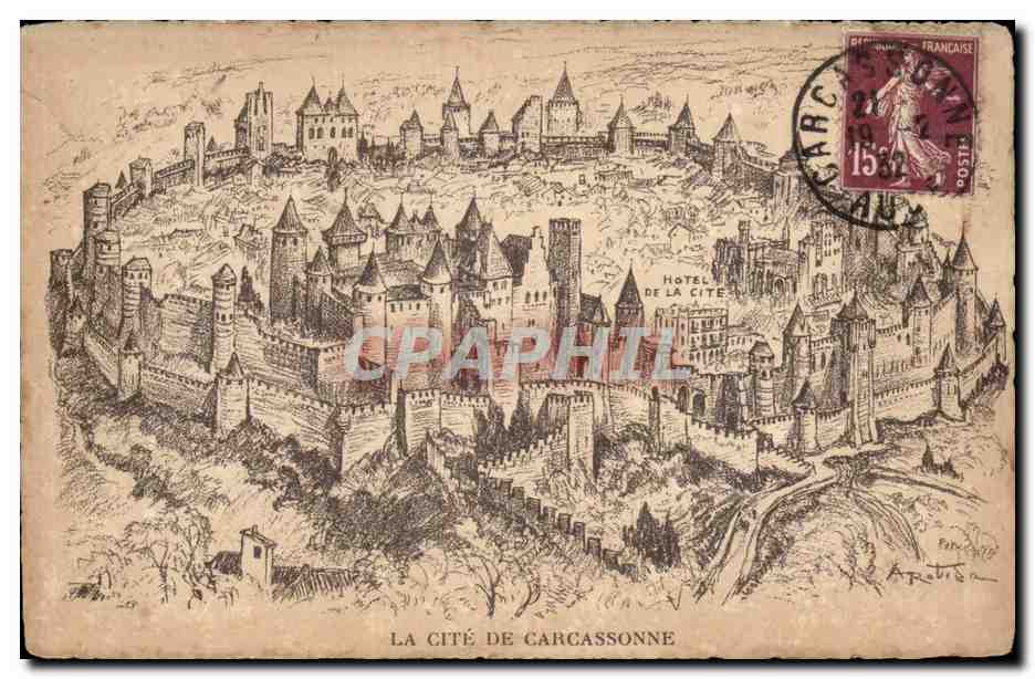 Carcassonne - La Cite - Illustration - CPA 