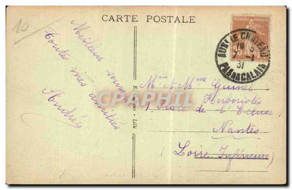Auxi le Chtaeu - La Biche - The Doe - CPA  — Rückseite