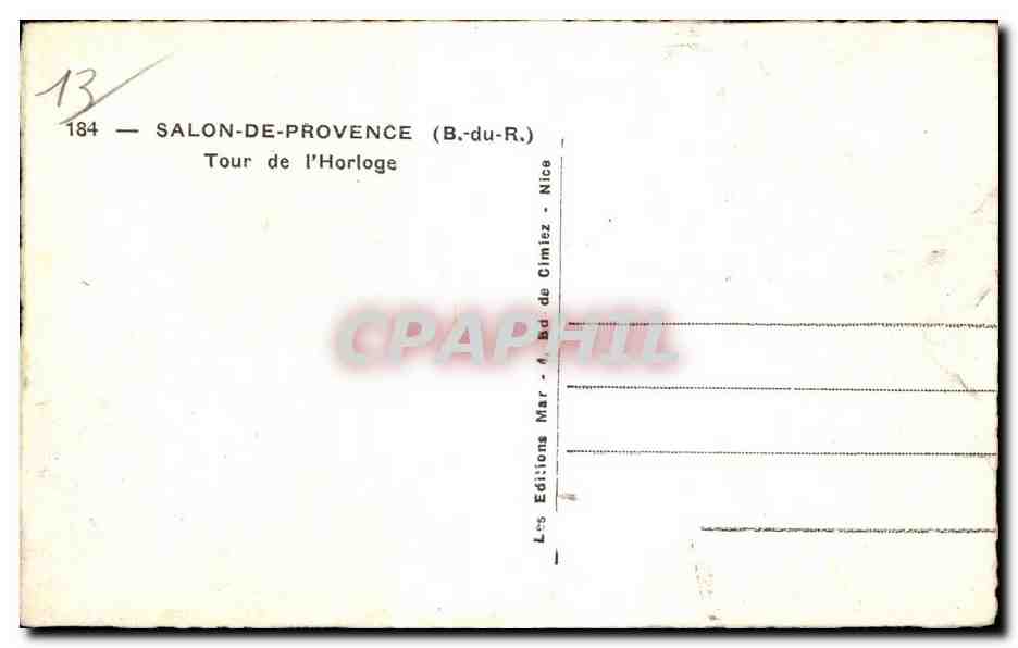 Salon de Provence - Tour de l'Horloge - CPA  — Rückseite