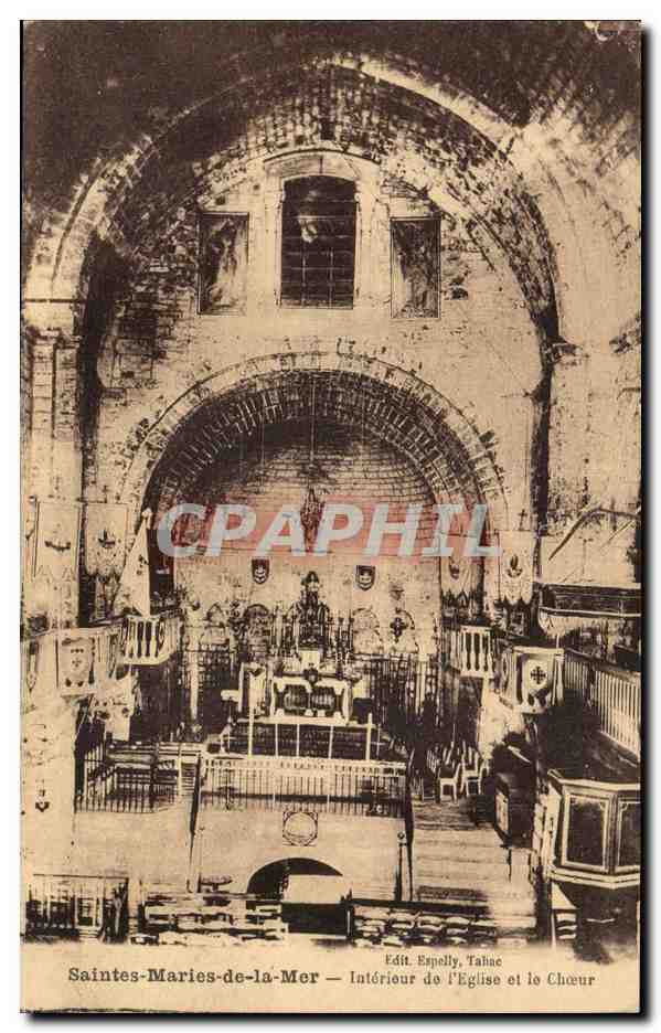 Saintes-Maries-de-la-Mer — Intérieur de l'Église et le Chœur — Edit. Espolly, Tahac