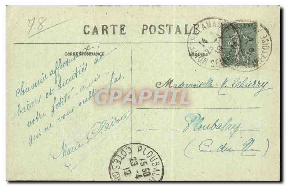 Montfort-l'Amaury (S.&O.) — Vista Generale — Alle Ruine di Montfort-l'Amaury — Editore J. Warrant — Verso