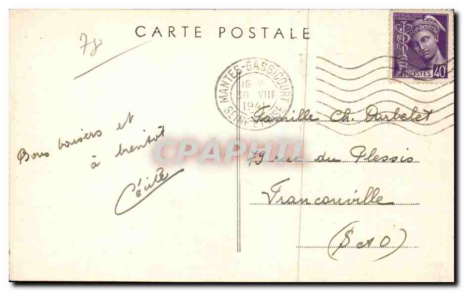 MANTES-la-JOLIE — L'Église et le Pont — Combier Imp. Macon — Rückseite