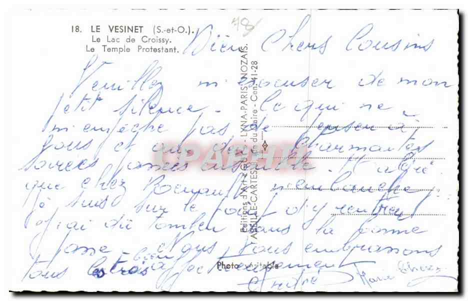 Le Vesinet - Le Lac de Croissy - Le Temple - CPA  — Back