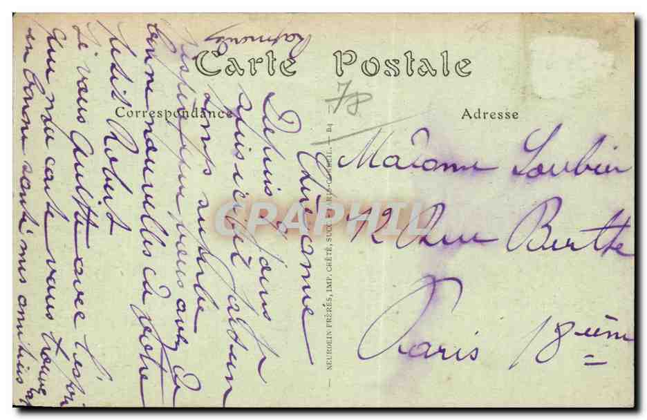 Mantes-sur-Seine — La Place et la Tour Saint-Maclou — Neurolain Frères, n°36 — Rückseite