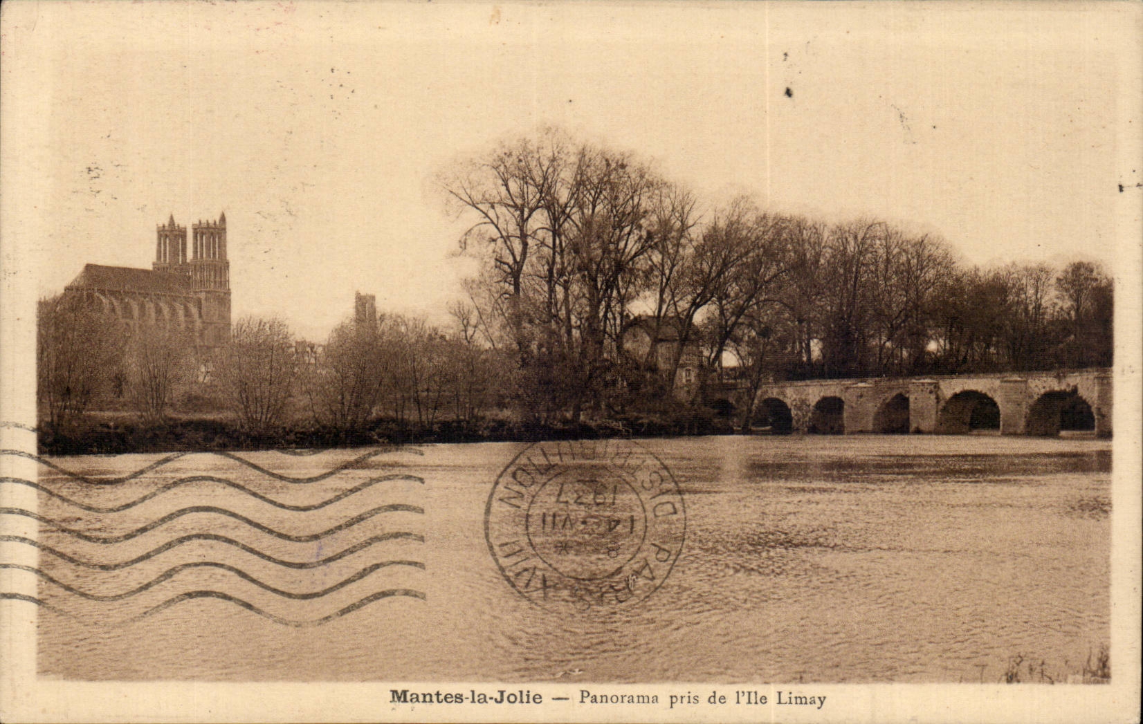 Mantes-la-Jolie — Panorama pris de l'Île Limay — édition de la Librairie Ardoise