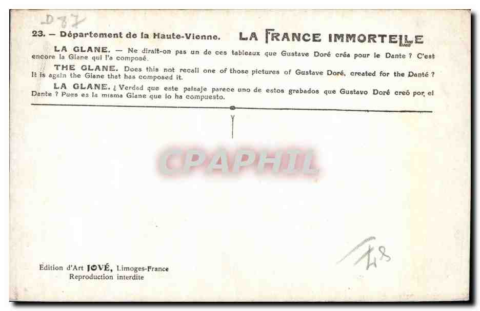 La Glane - La France Immortelle - CPA  — Rückseite
