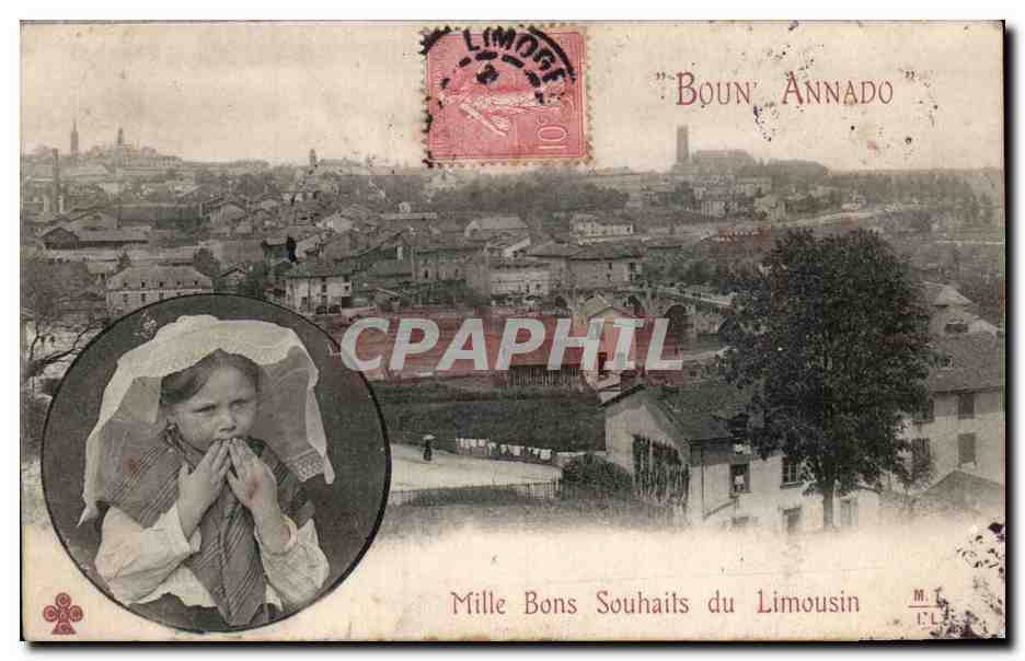 Mille Bons Souhaits du Limousin - Enfant - souvenir - CPA 