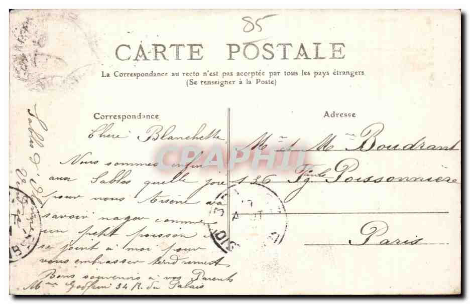 Folklore - Costumes - Les Bras de la Maman - Enfant - Marin - Femme - CPA  — Verso