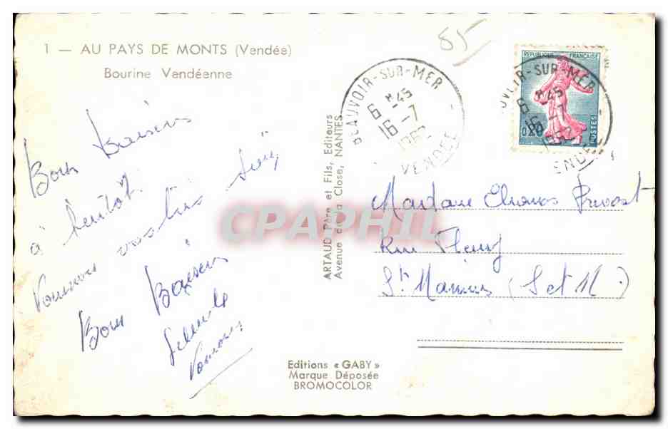 Au Pays de Monts (Vendée) — Bourine — Éditions Gaby — Rückseite