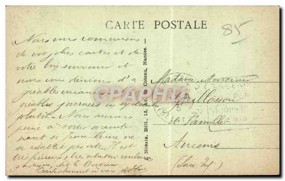 Les Sables d'Olonne — En place pour le quadrille — N. 287, Édit. N. Coteau, Nantes — Rückseite