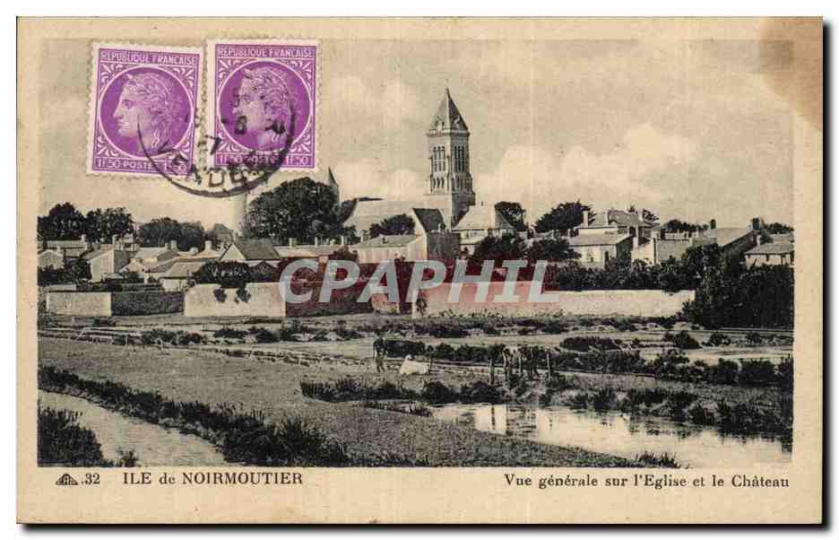 Île-de-Noirmoutier — Vue générale sur l'Église et le Château — Cie des Arts Piézomécaniques, Paris