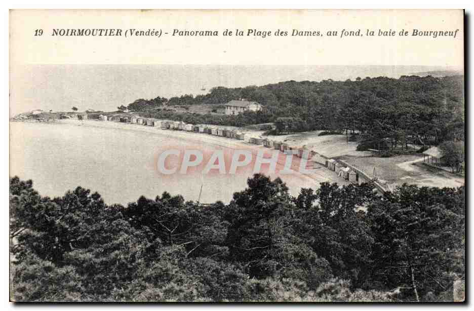 CPA Noirmoutier Panorama de la plage des Dames au fond la baie de Bourgneuf