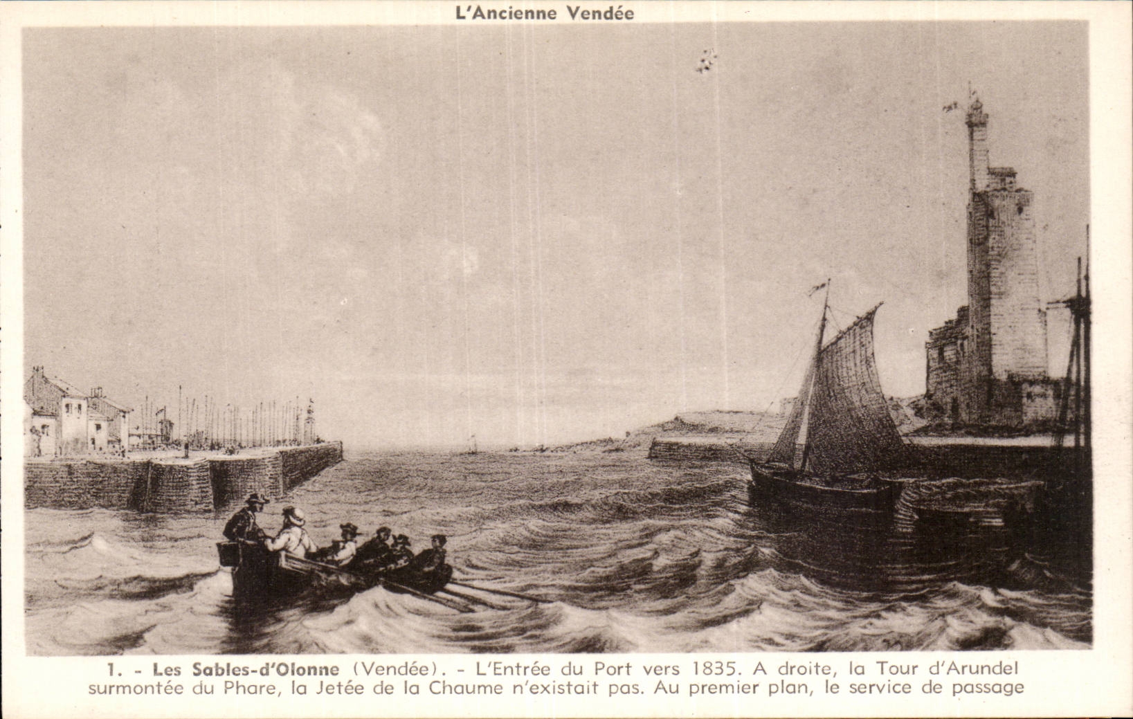 Les Sables-d'Olonne (Vendée) — Entrée du port vers 1835 — J. Nozais, éditeur, Nantes