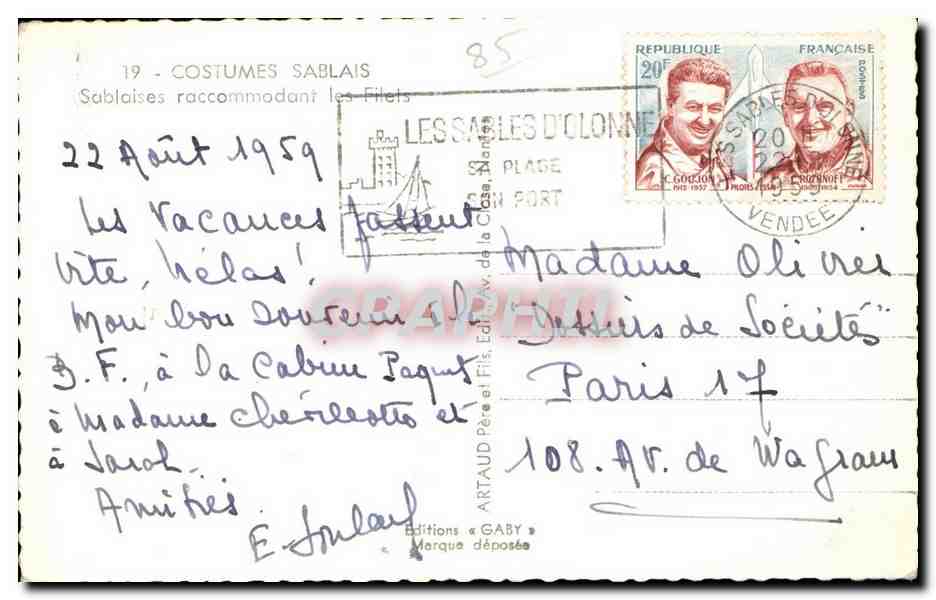 Drei Sablaisen — traditionelle Kleidung — Éditions Gaby, n°19 — Rückseite