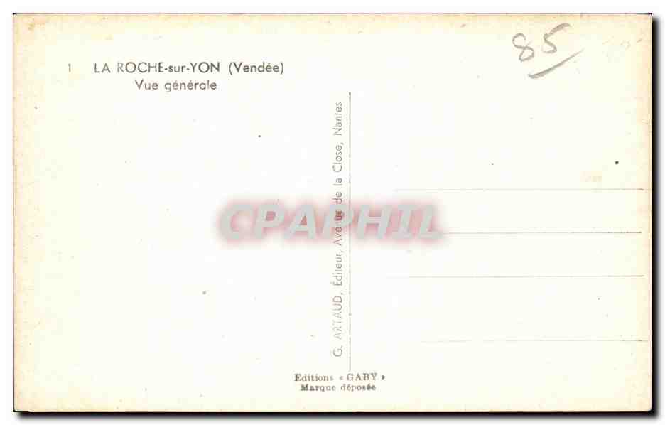 La Roche-sur-Yon (Vendée) — Vue générale — G. Artaud, Éditeur « Gaby » — Rückseite