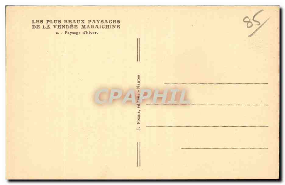 CPA Vendee maraichine Paysage d'hiver — Back