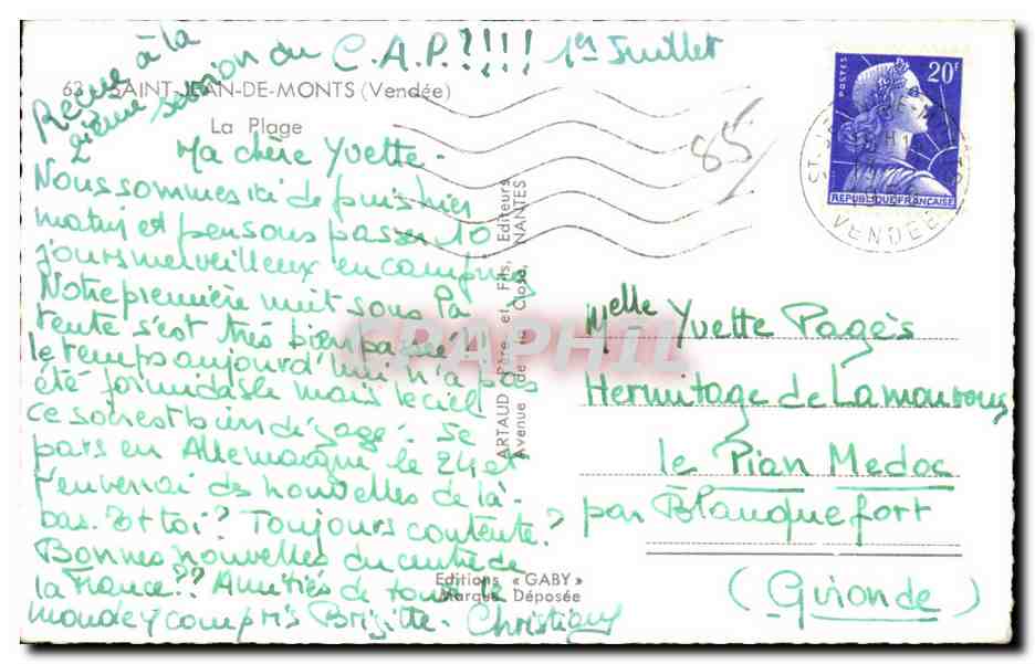Plage de Saint-Jean-de-Monts — Édition Gaby — n° 63 — Reverso