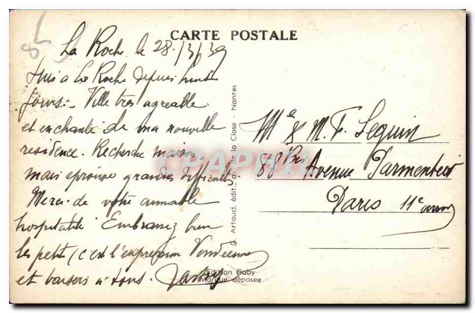 CPA La Roche sur Yon Place Napoleon et Eglise Saint Louis — Back