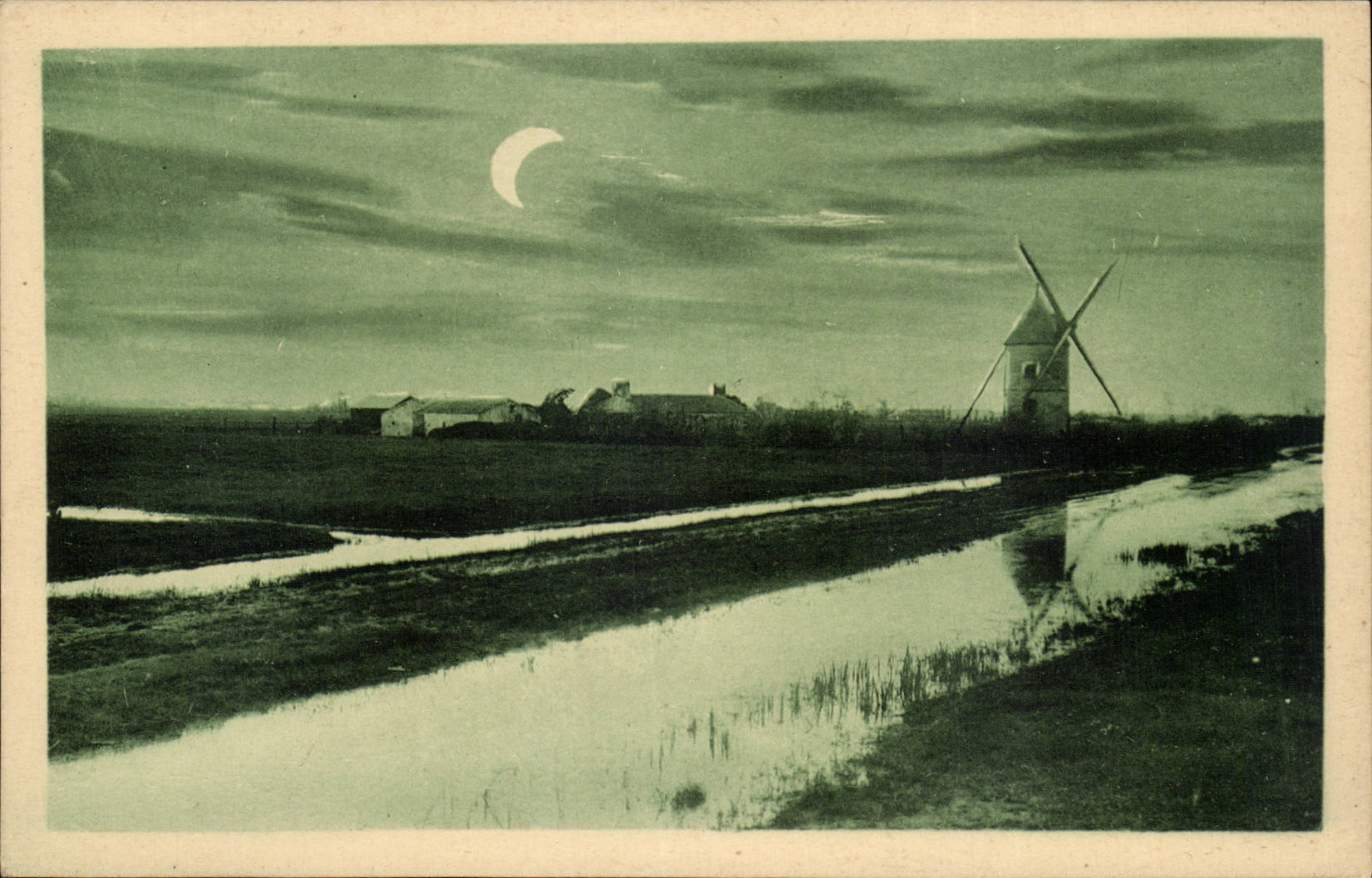 CPA Vendee Maraichine Le moulin a vent au clair de lune Windmill