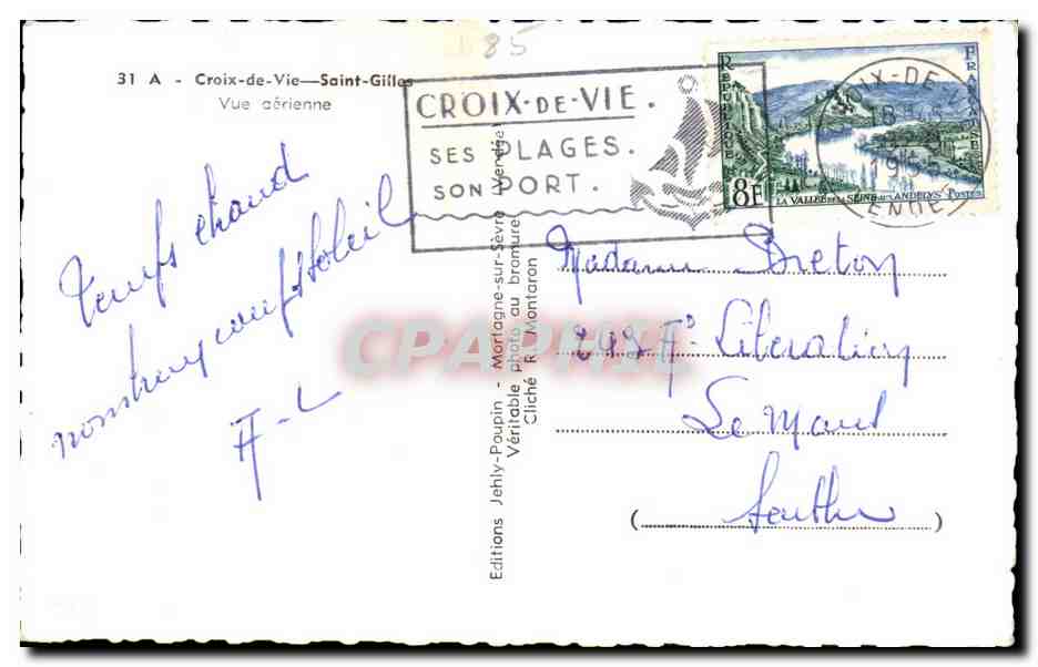 CPSM Saint Gilles Croix de Vie Vue aerienne — Verso