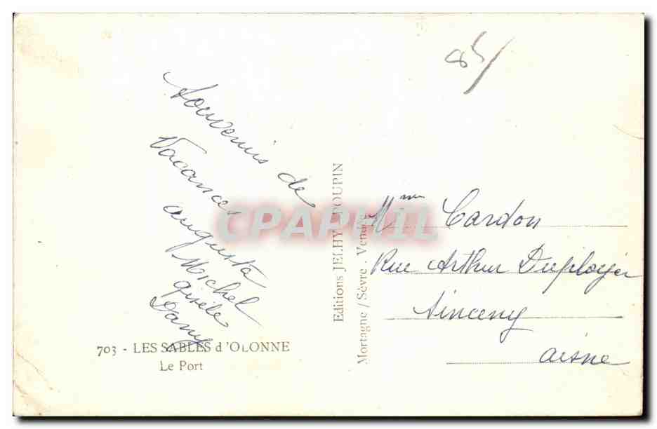 CPA Les Sables d'Olonne Le port — Verso