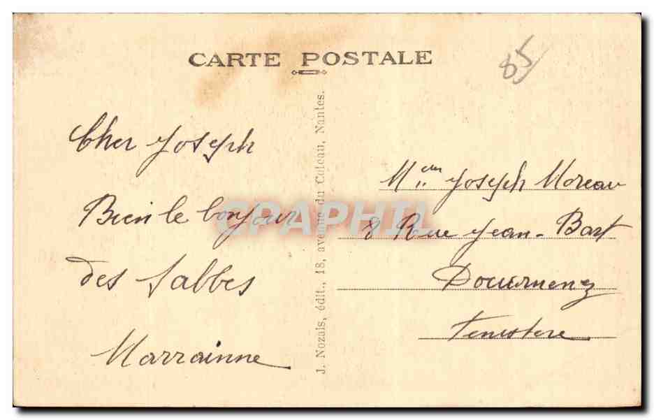 CPA Les Sables d'Olonne Jeune fille Folklore Costume Coiffe — Verso