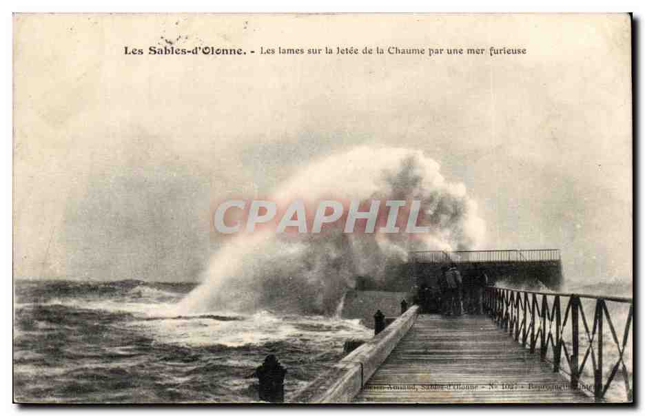 Les Sables-d'Olonne - Die Wellen auf dem Pier der Chaume bei einer stürmischen See — Baumann, Les Sables-d'Olonne - Nr. 1027