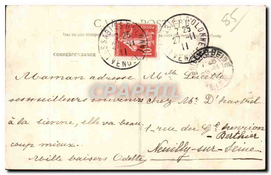 Les Sables-d'Olonne - Die Wellen auf dem Pier der Chaume bei einer stürmischen See — Baumann, Les Sables-d'Olonne - Nr. 1027 — Rückseite