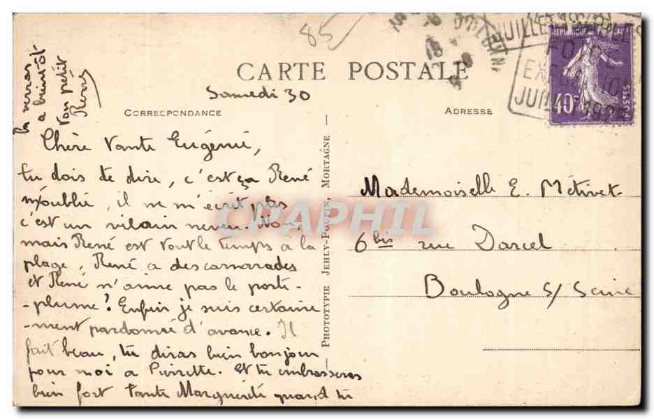 Les Sables-d'Olonne (Vendée) — Vue panoramique du Port — éditeur JULLY-FOURTE — Verso