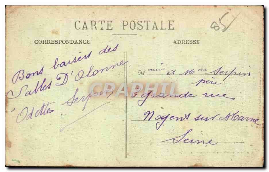 CPA Les Sables d'olonne La plage a l'heure du bain Ane Donkey Mule — Verso
